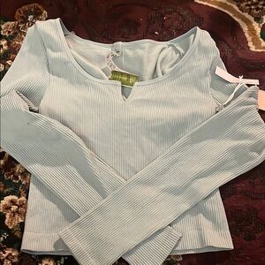 ANWND Light Blue Ribbed Women's Top
